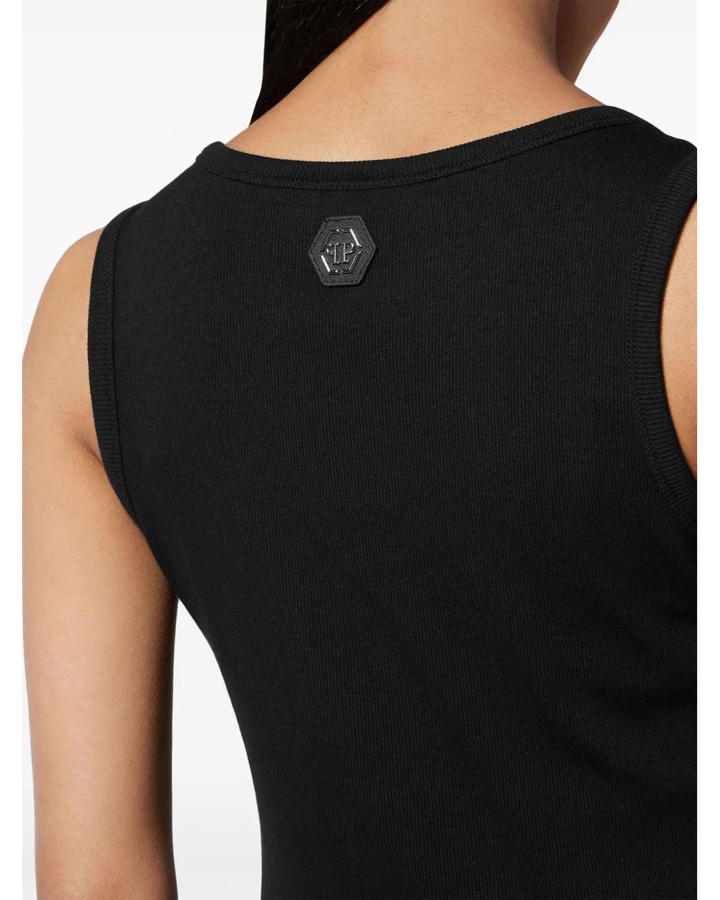 Philipp Plein Black Tank Top Hexagon