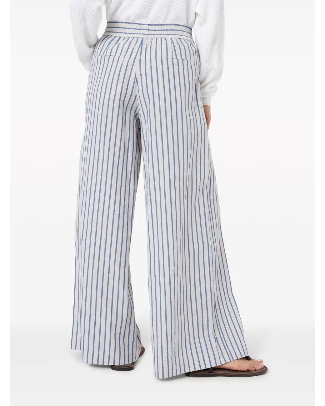 Brunello Cucinelli Blue Striped Wide-Leg Trousers