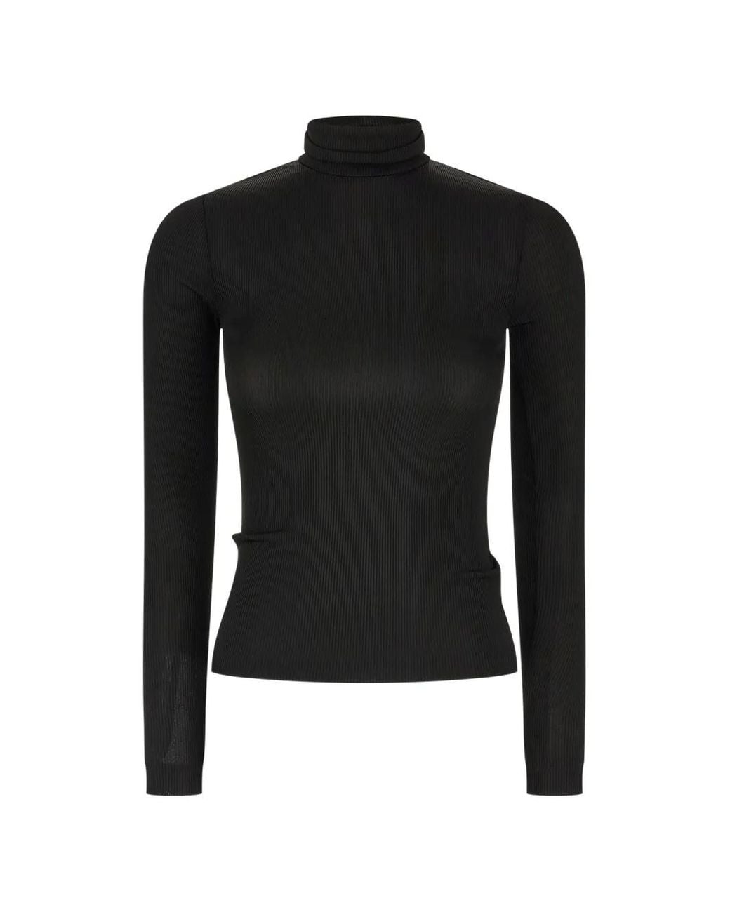 Agolde Black Caryle Ribbed-Knit Roll-Neck Top