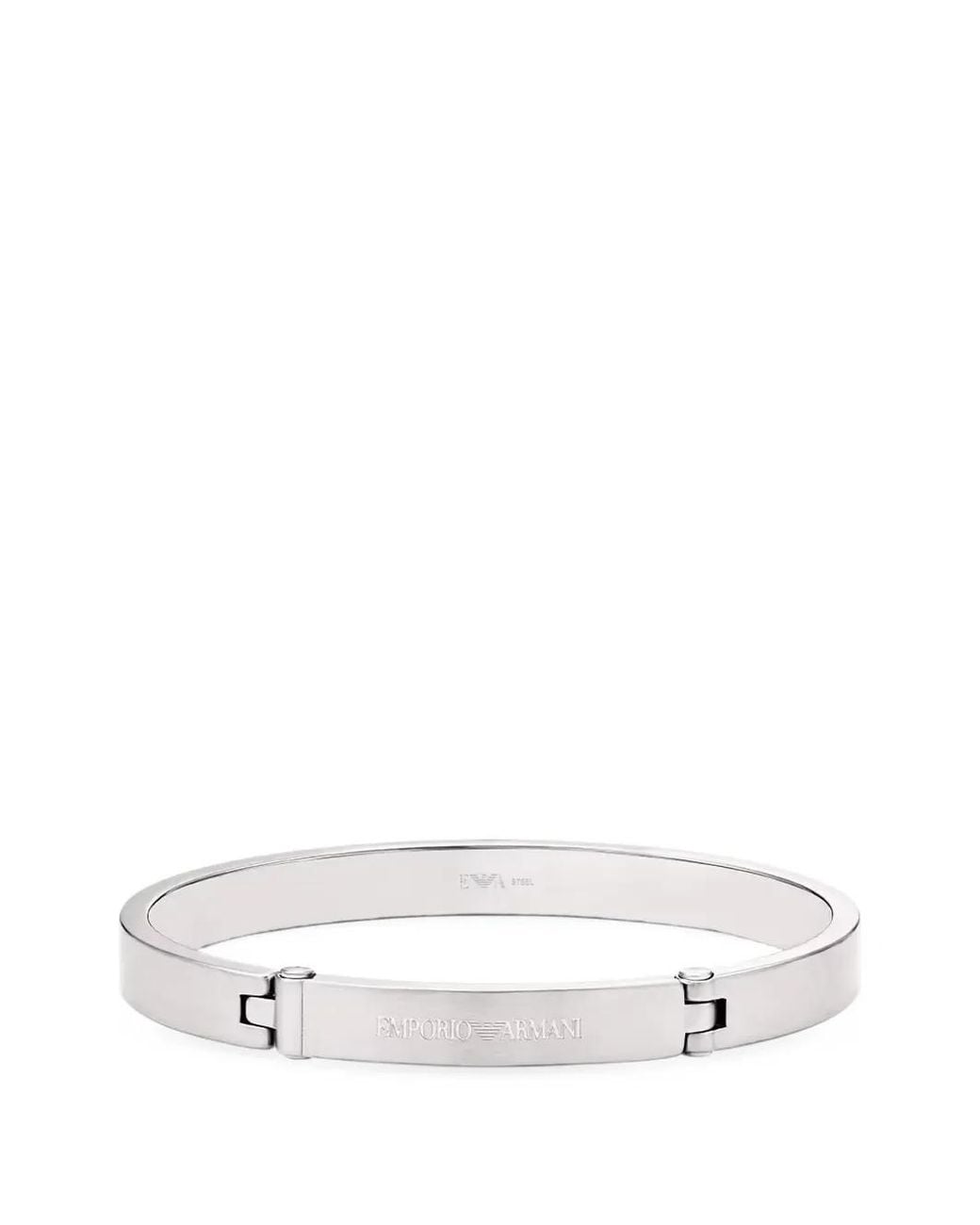 Emporio Armani White Logo-Engraved Bracelet for men