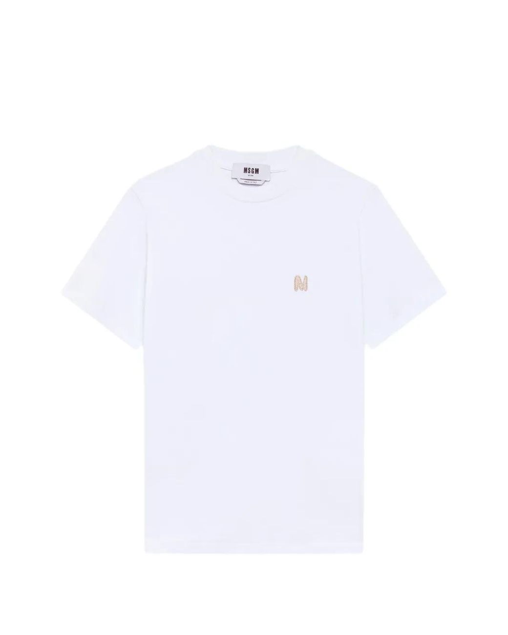 MSGM White Logo-Embroidered T-Shirt