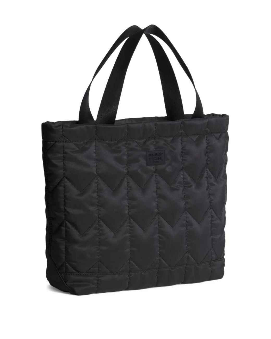 Maison Kitsuné Black Large Chevron Quilted Tote Bag