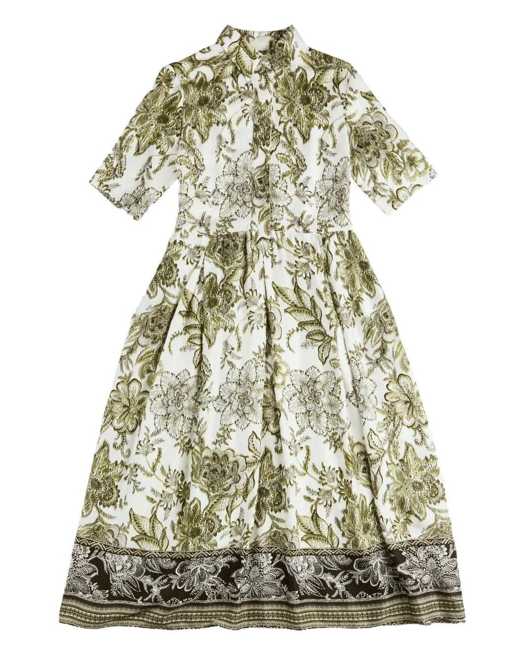 Fay White Short-Sleeved Twill Midi Dress