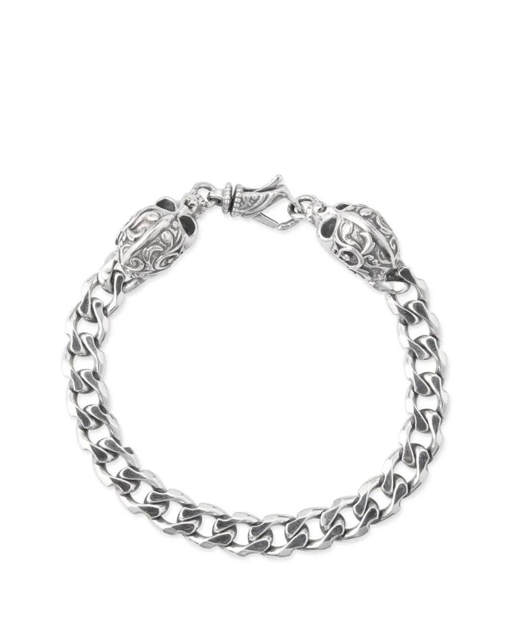 Emanuele Bicocchi Metallic Skull-Detail Bracelet