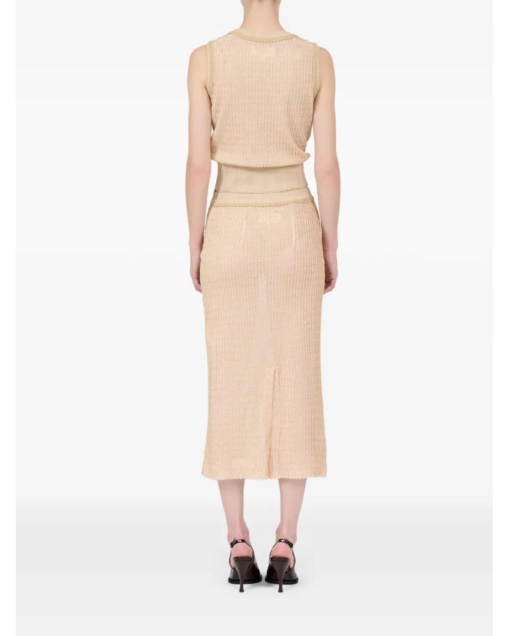 Maison Margiela Natural Jupe Mi-Longue À Design Côtelé