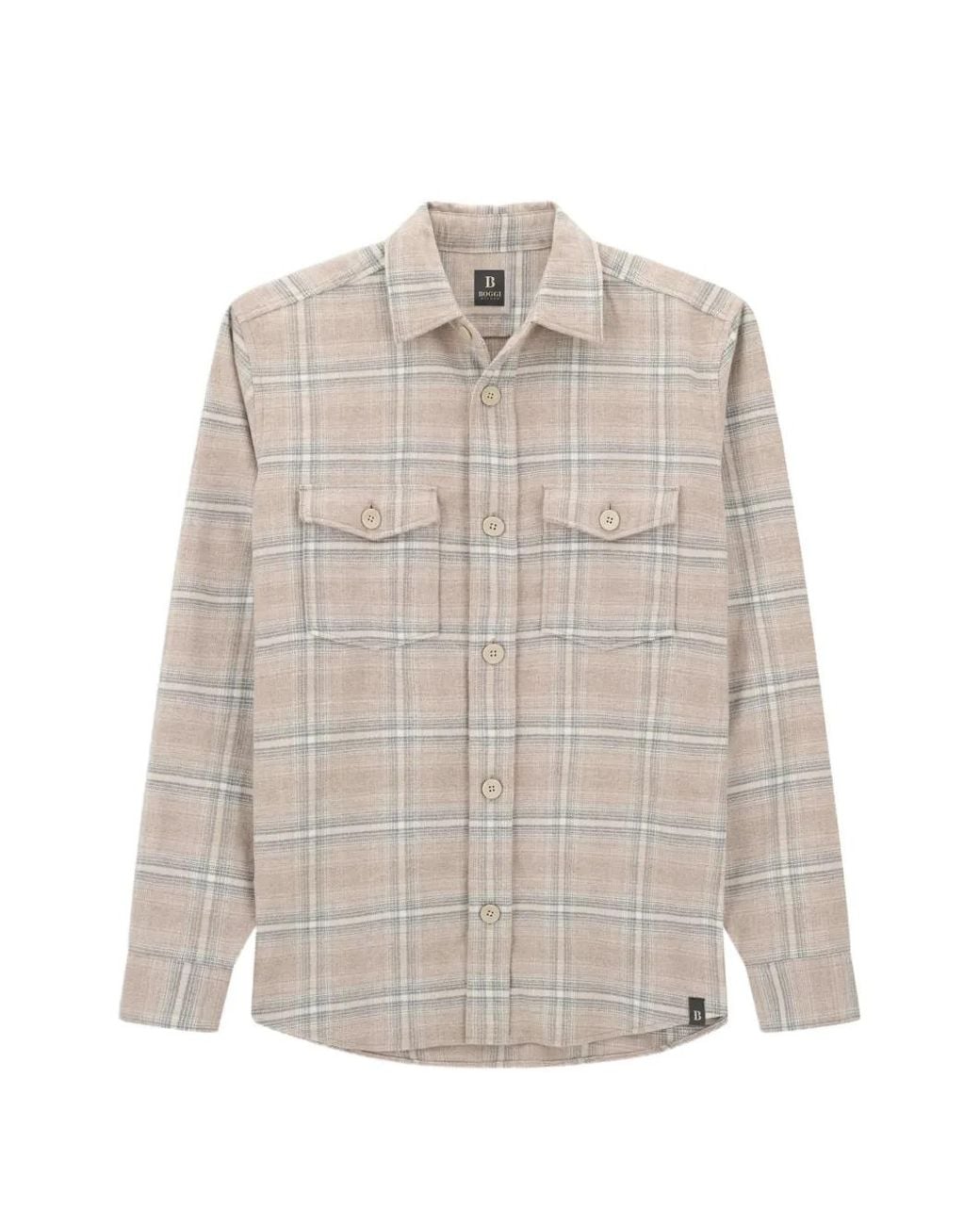 Boggi White Overshirt Checked Cotton Flannel for men