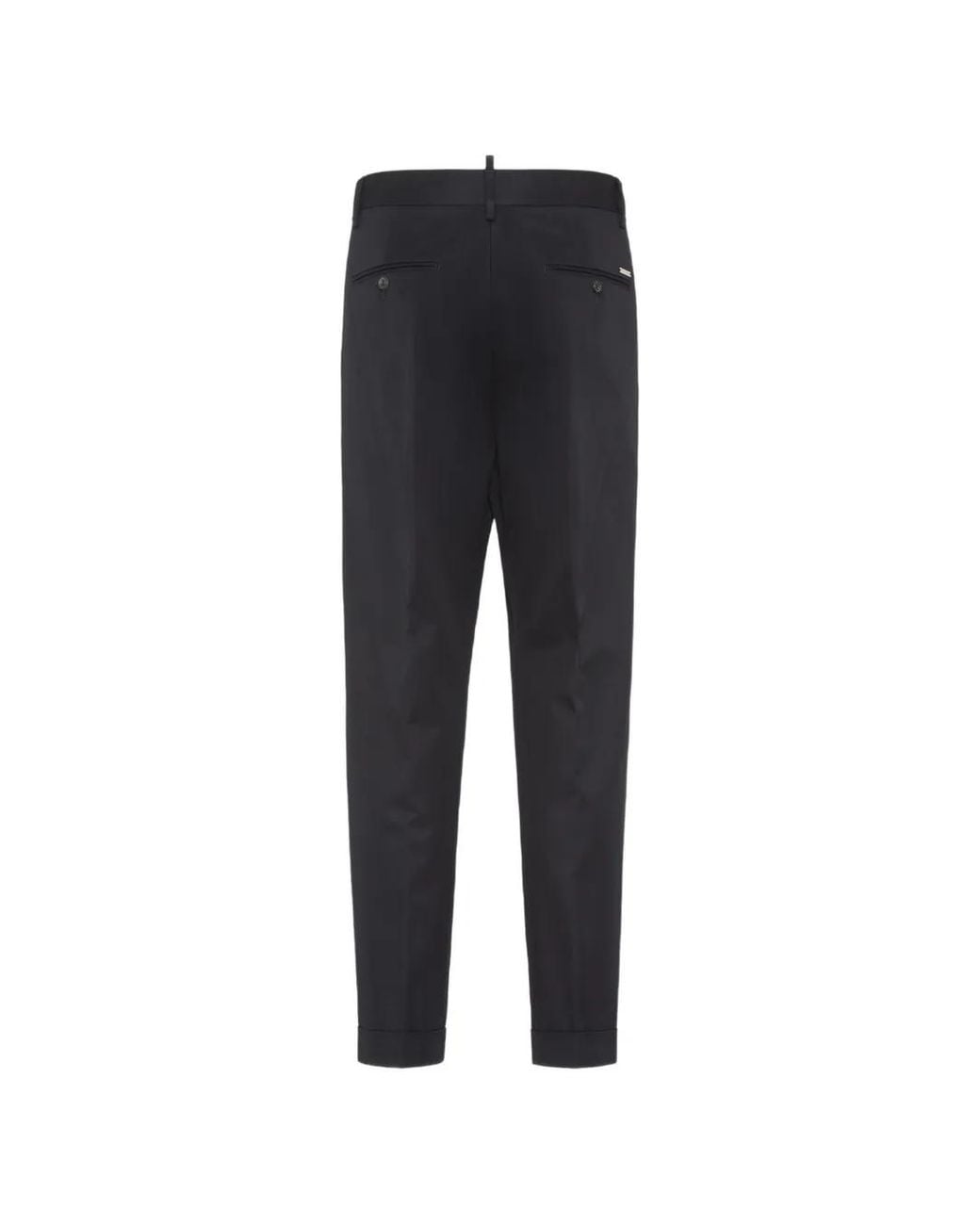 DSquared² Black One Pleat Cotton Trousers for men