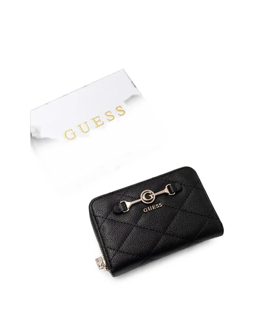 Guess Black Frances Quilted Logo-Plaque Wallet