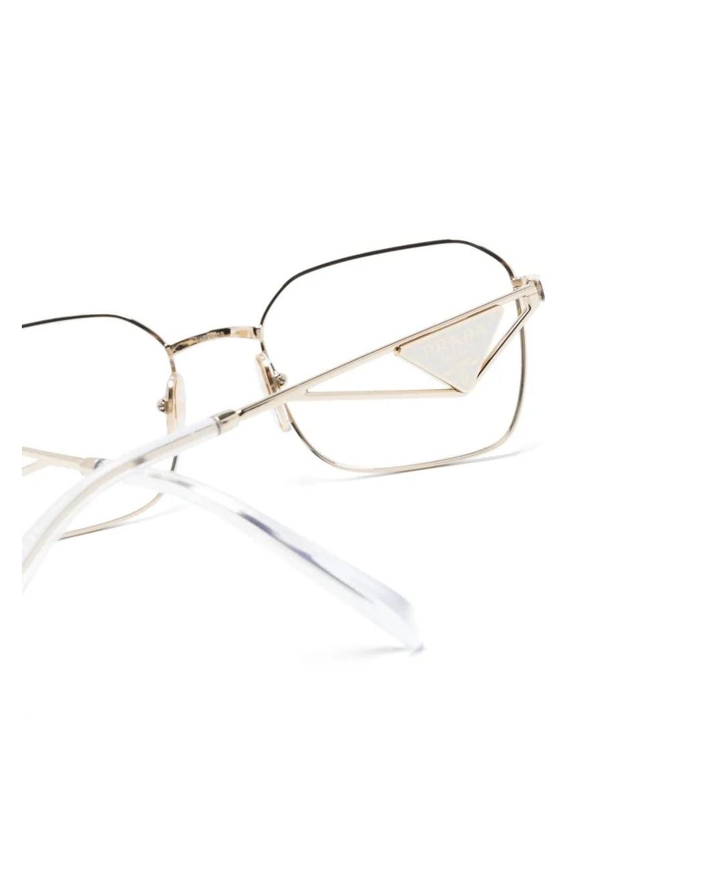 Prada Natural Triangle-Logo Square-Frame Glasses