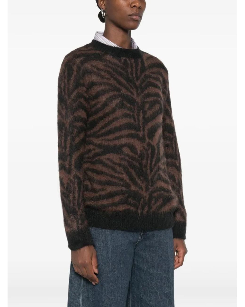 P.A.R.O.S.H. Black Zebra-Pattern Wool Sweater