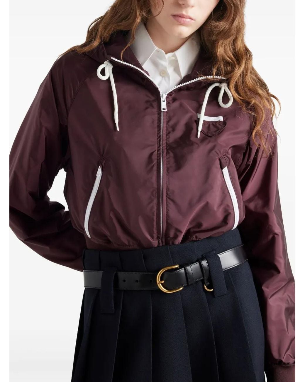 Prada Red Blousonjacke Aus Leichtem Re-Nylon, Damen, Größe