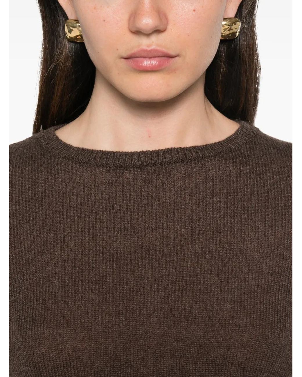 Eleventy Brown Cashmere Crew-Neck Sweater
