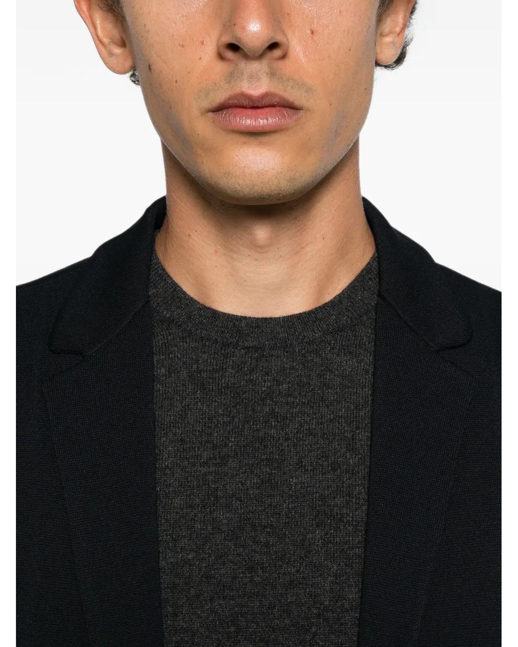 Emporio Armani Black Single-Breasted Notch-Lapel Jacket for men