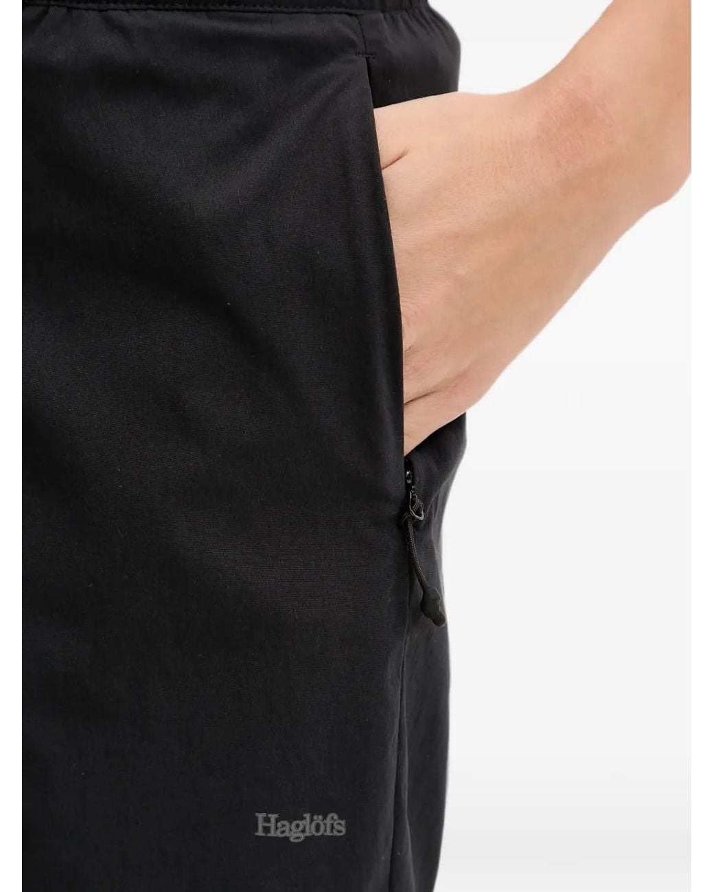 Haglöfs Black Logo-Print Zip-Pocket Shorts