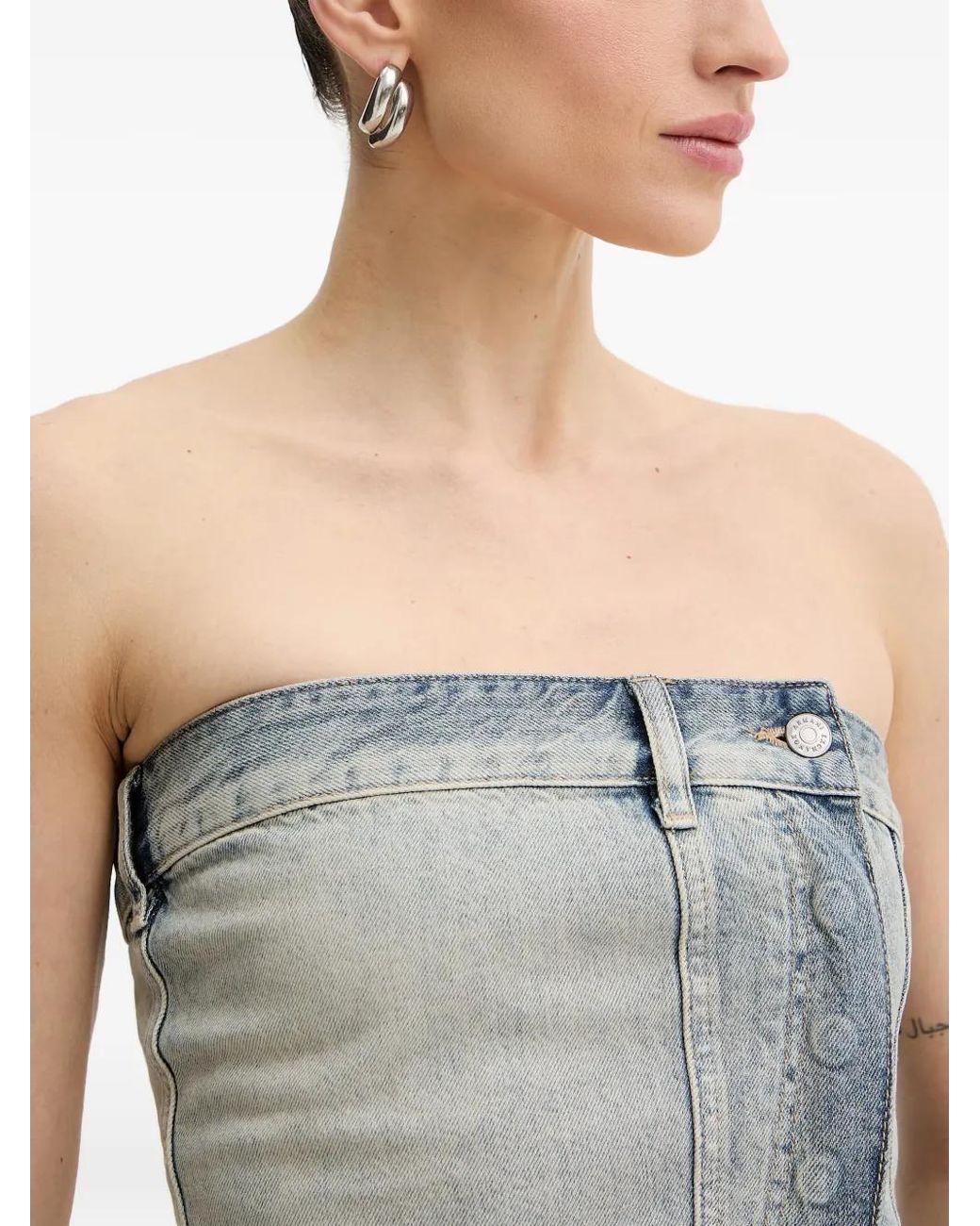 ARMANI EXCHANGE Blue Asymmetric-Hem Top