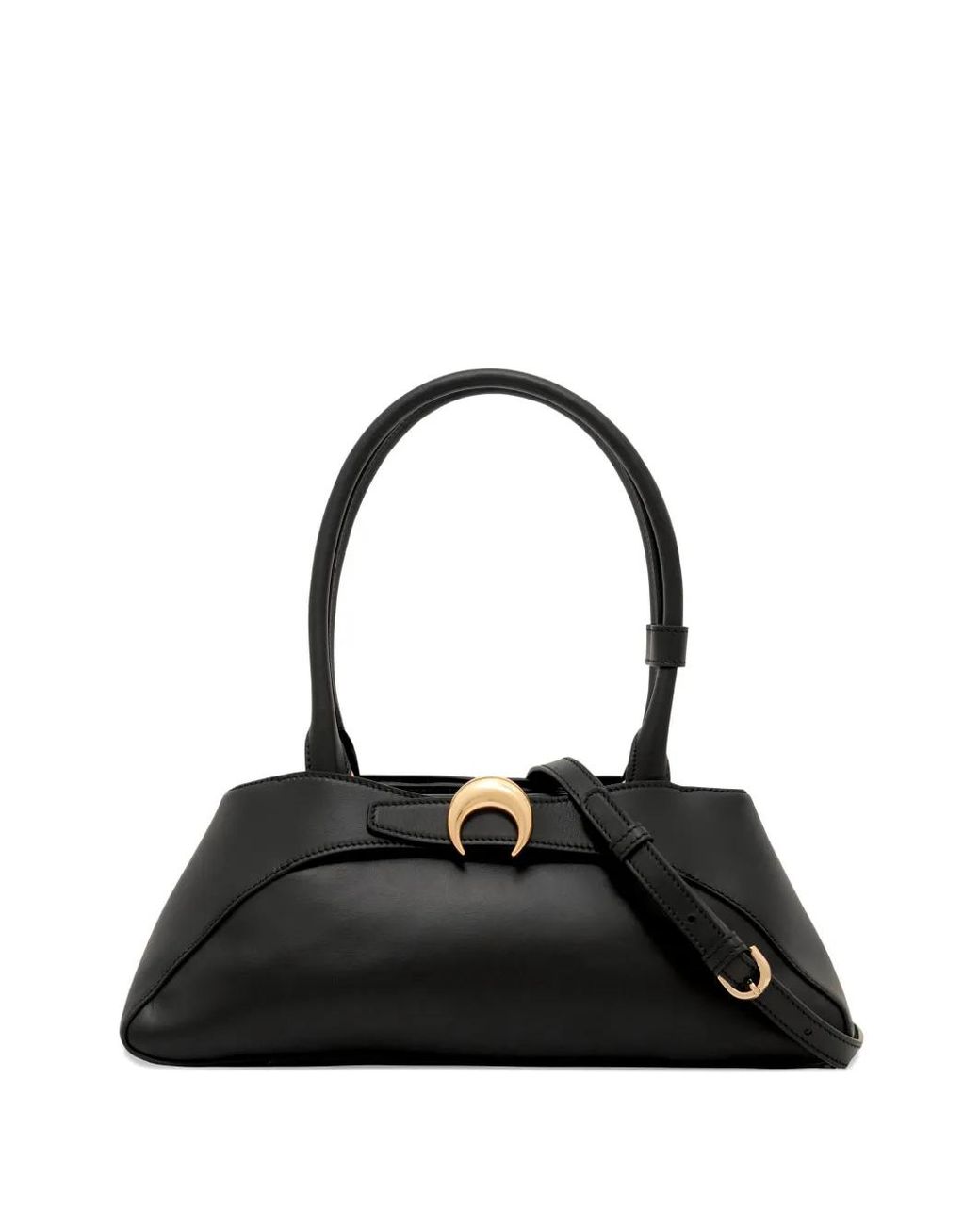 MARINE SERRE Black Medium Aurora Smooth-Leather Tote Bag