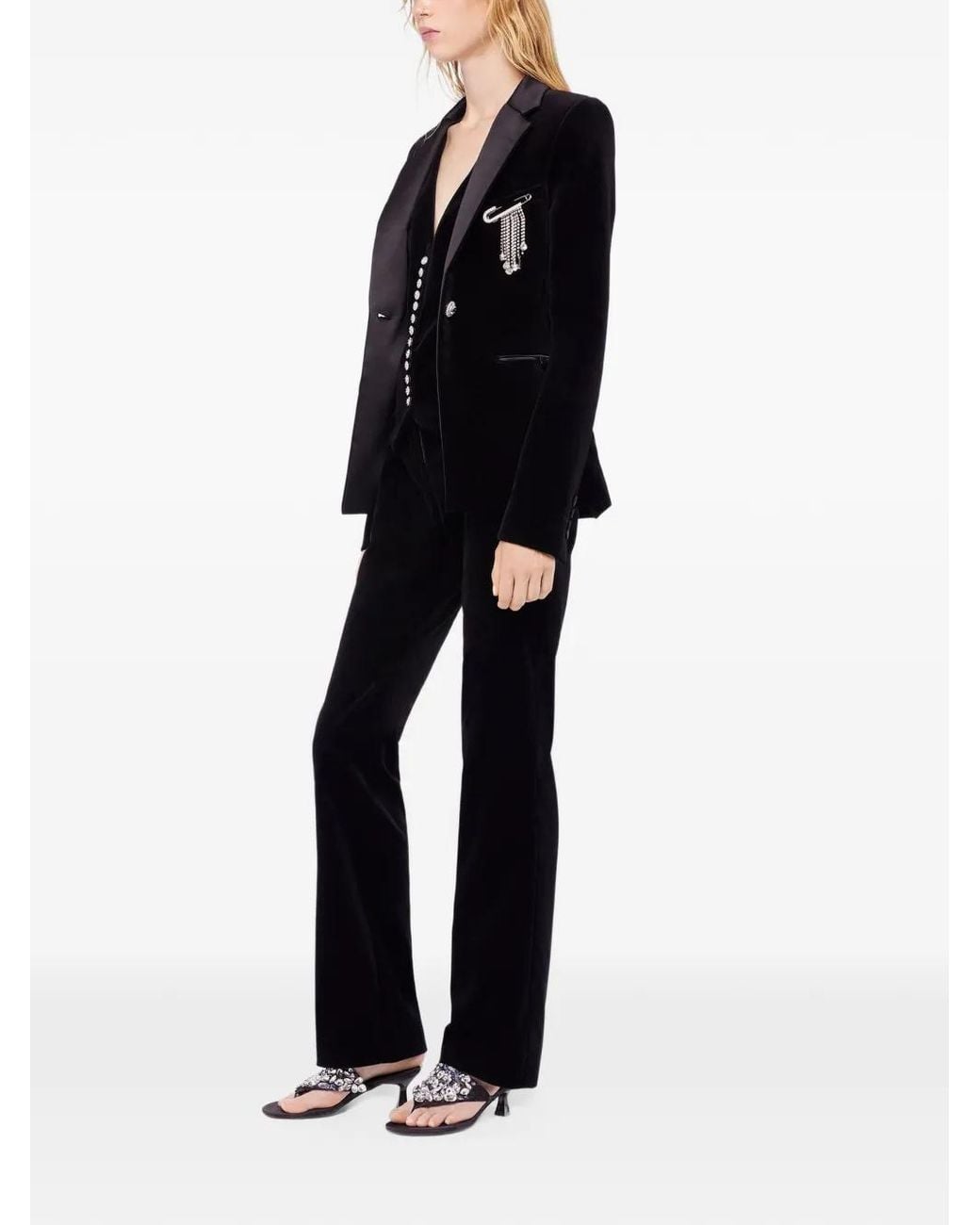 Rabanne Black Velvet Tailored Jacket