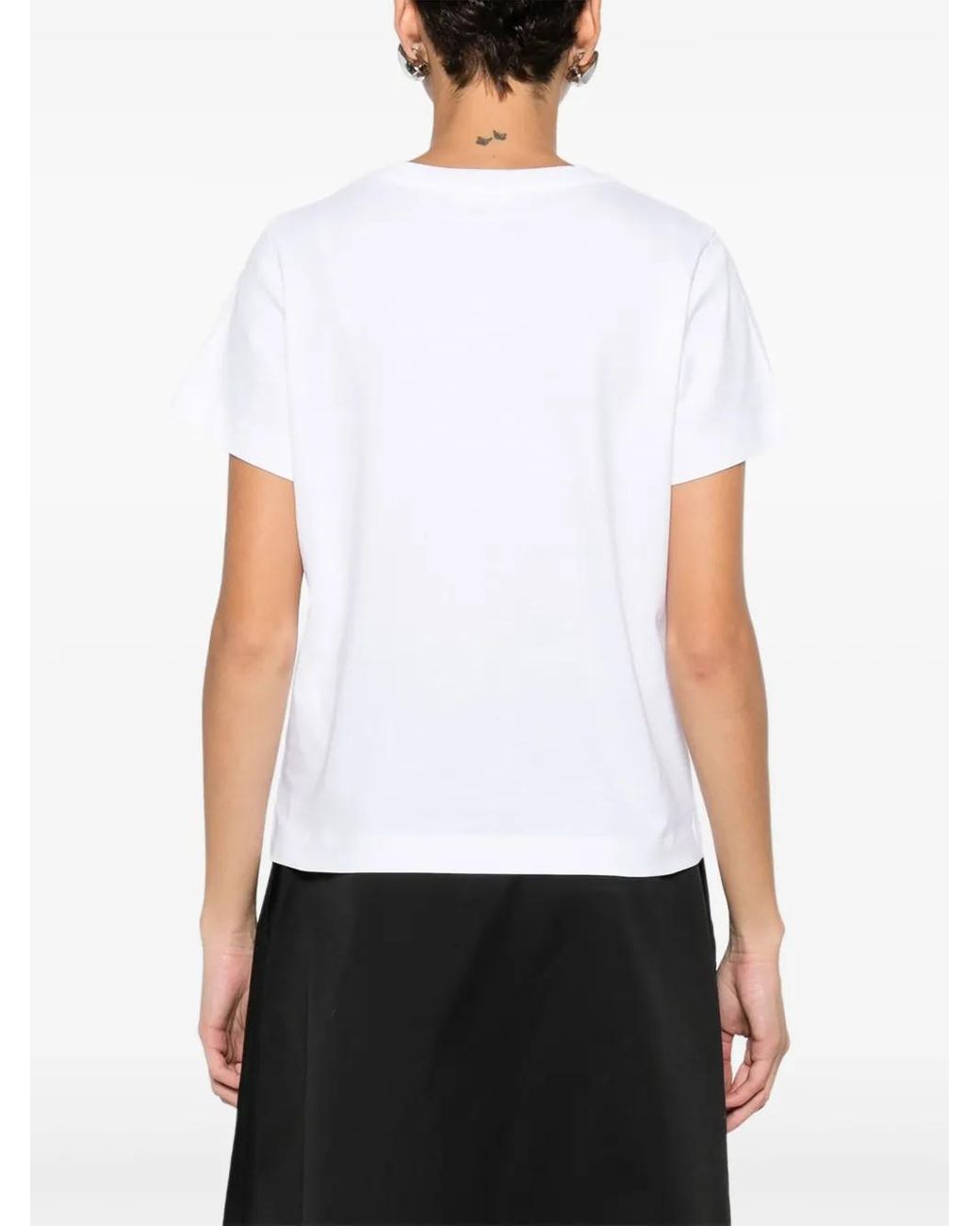Moncler White Round-Neck T-Shirt With Logo Patch Detail