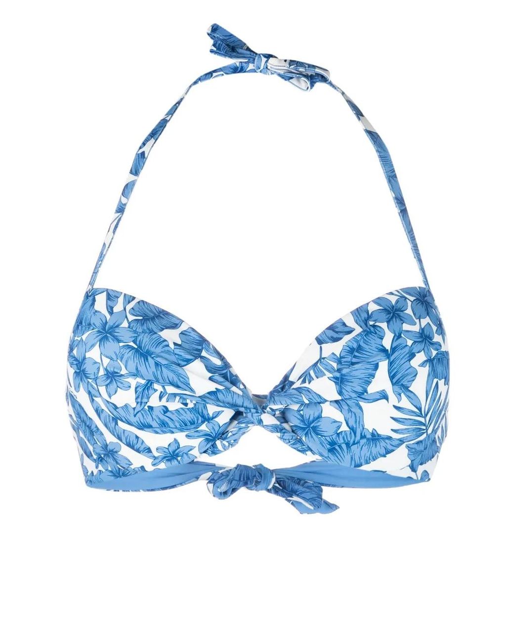 Twinset Blue St. Palm Twist-Detail Bikini Top