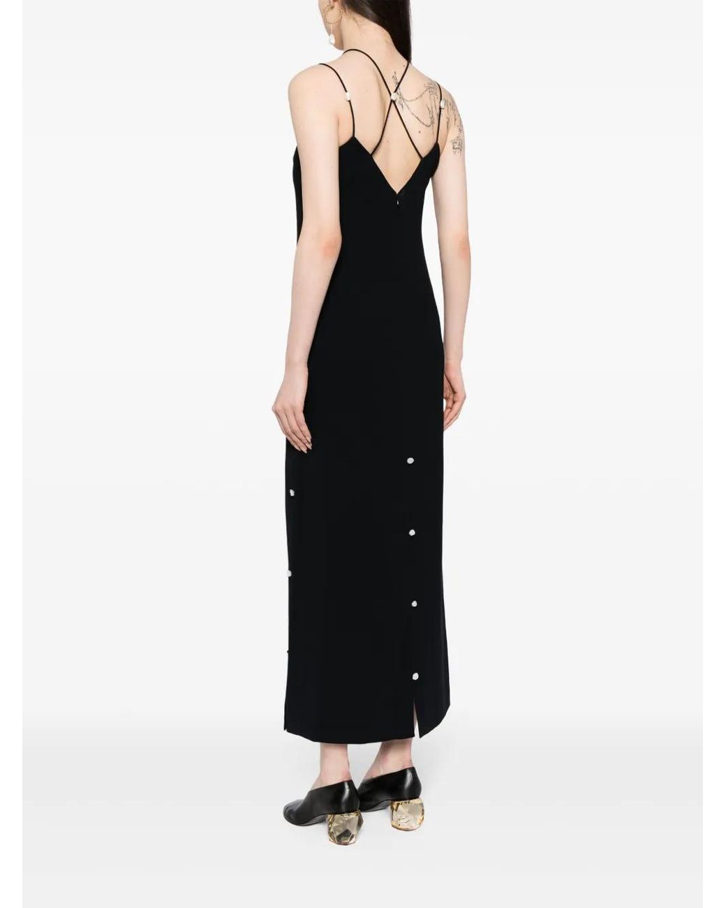 Stine Goya Black Christabel V-Neck Maxi Dress