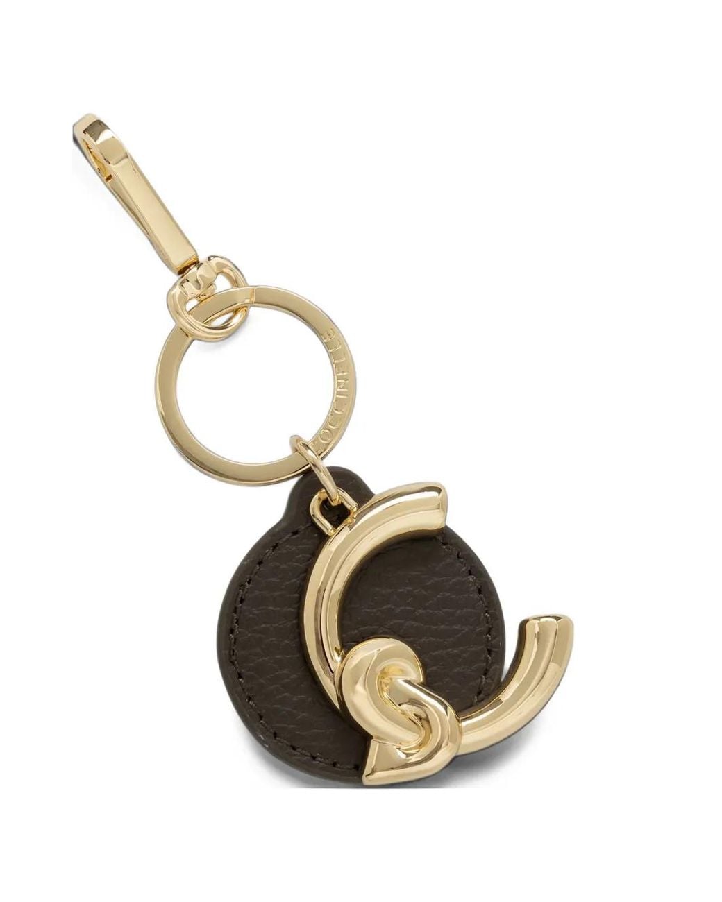 Coccinelle Metallic C-Me Logo-Plaque Leather Keyring