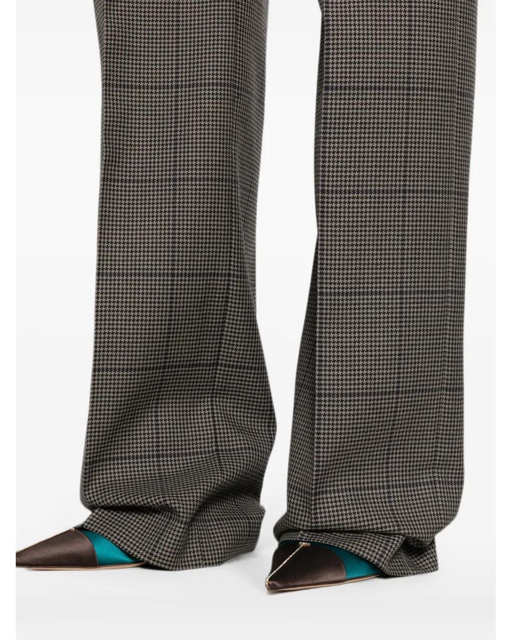 Mugler Gray Tailored Houndstooth Straight-Leg Pants