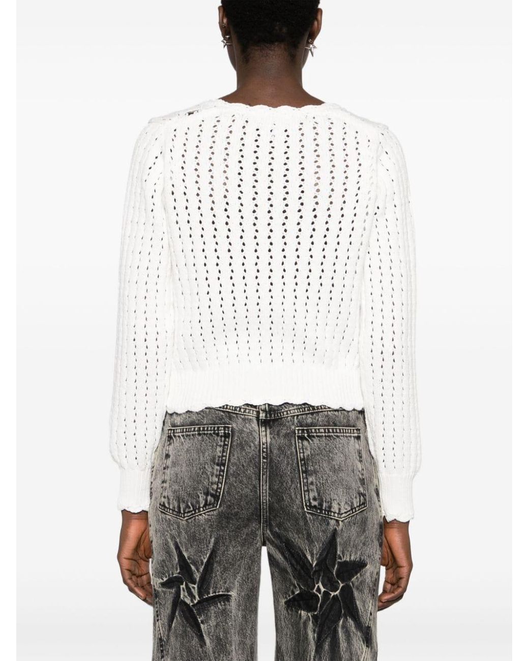 GANNI buttoned open-knit cardigan - White