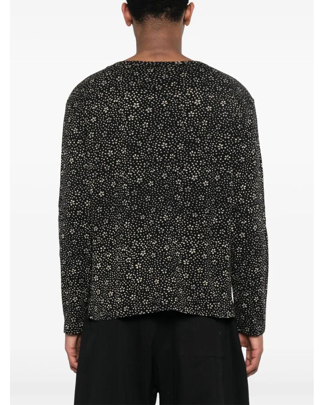 Yohji Yamamoto Black Abstract-Print T-Shirt for men
