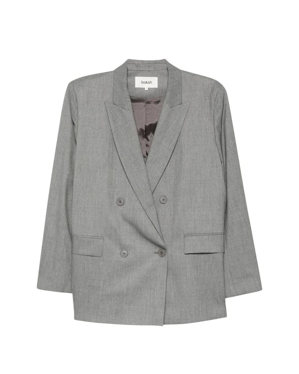 Ba&sh Gray Claro Double-Breasted Peak-Lapels Blazer
