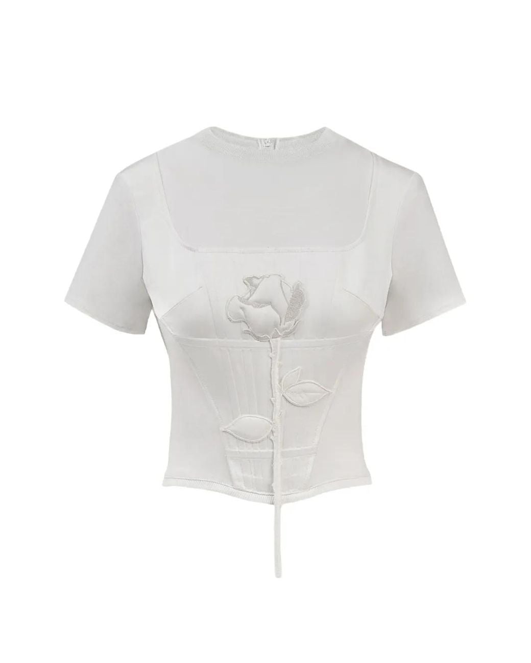 SEEN USERS White T-Shirt Blooming Belle À Broderies