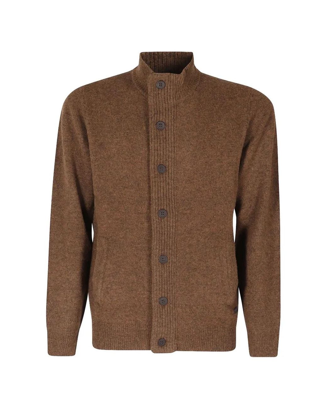 Barbour Brown Essential Elbow-Patch Cardigan for men