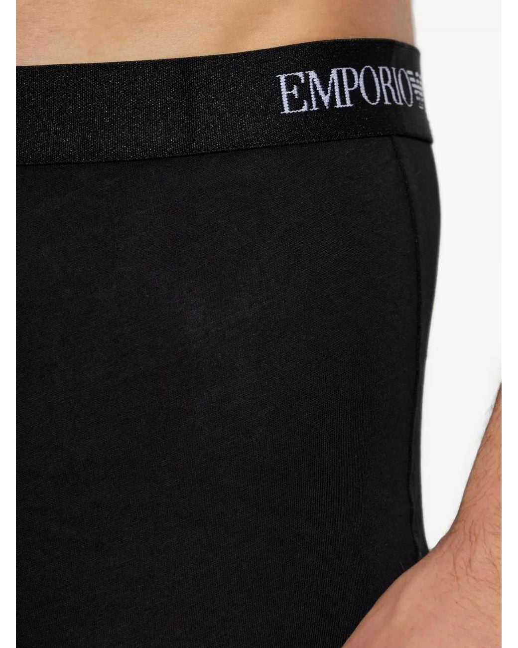 Emporio Armani Black Logo-Waistband Boxers (Set Of Three) for men