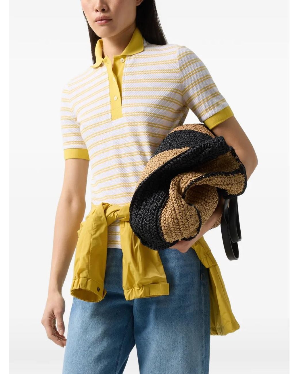 Bogner White Wendy Striped Polo Shirt