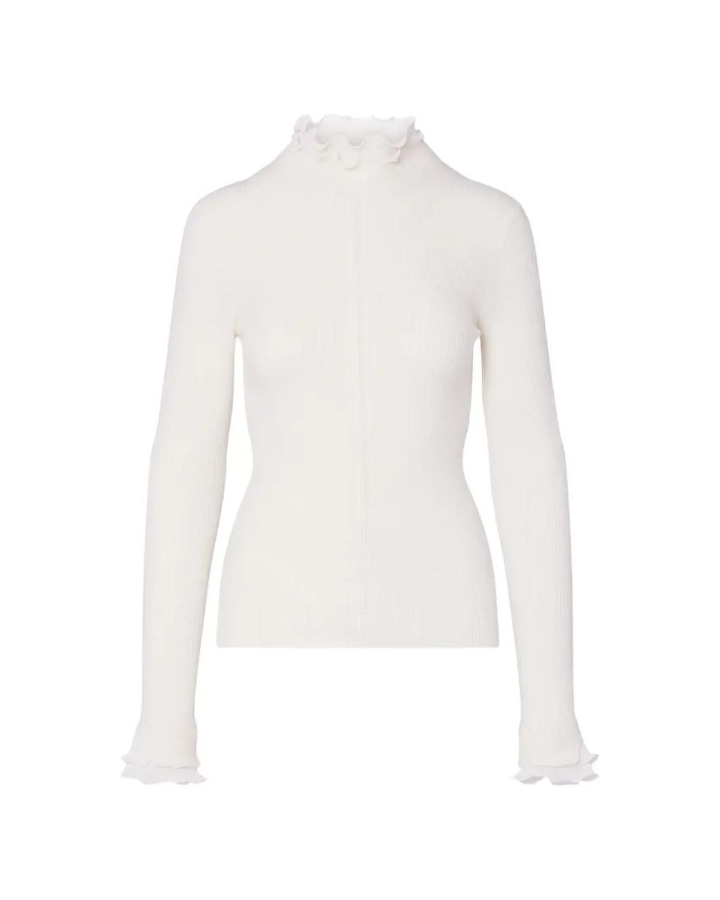Liu Jo White Wool Turtleneck With Ruffles