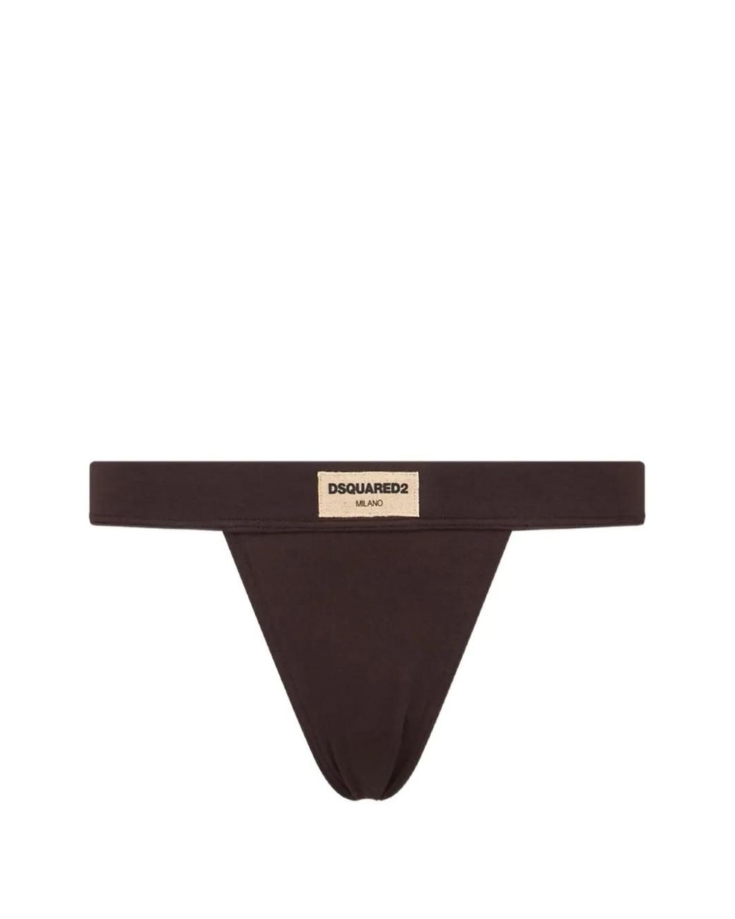 DSquared² Brown Logo-Embroidered Thong