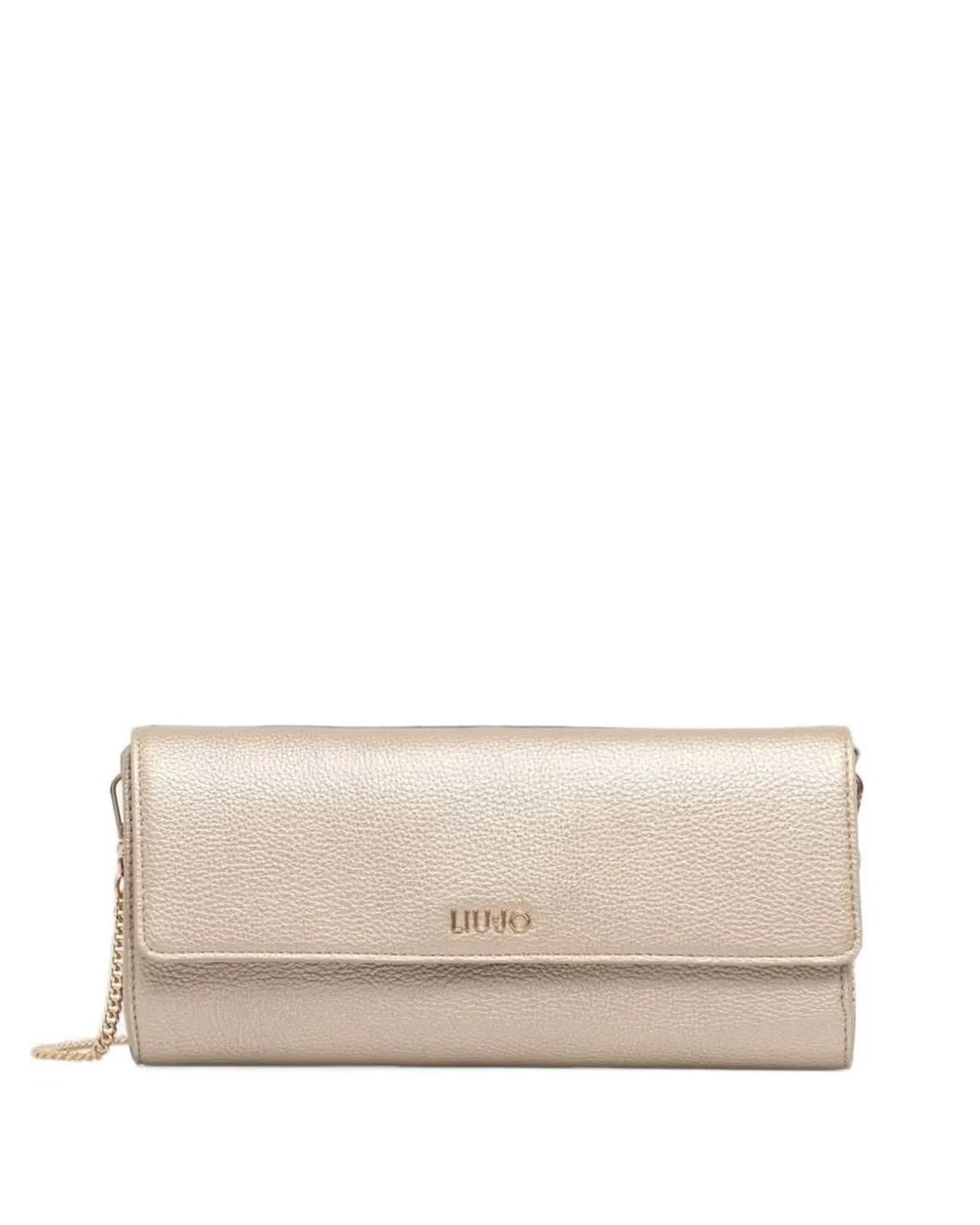 Liu Jo Natural Grained-Effect Logo-Plaque Clutch Bag