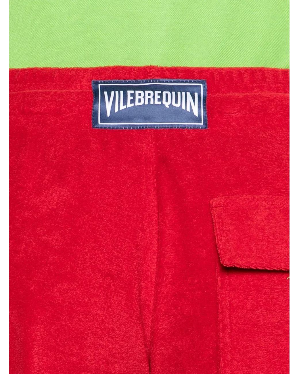 Vilebrequin Red Logo-Patch Towelling Shorts for men