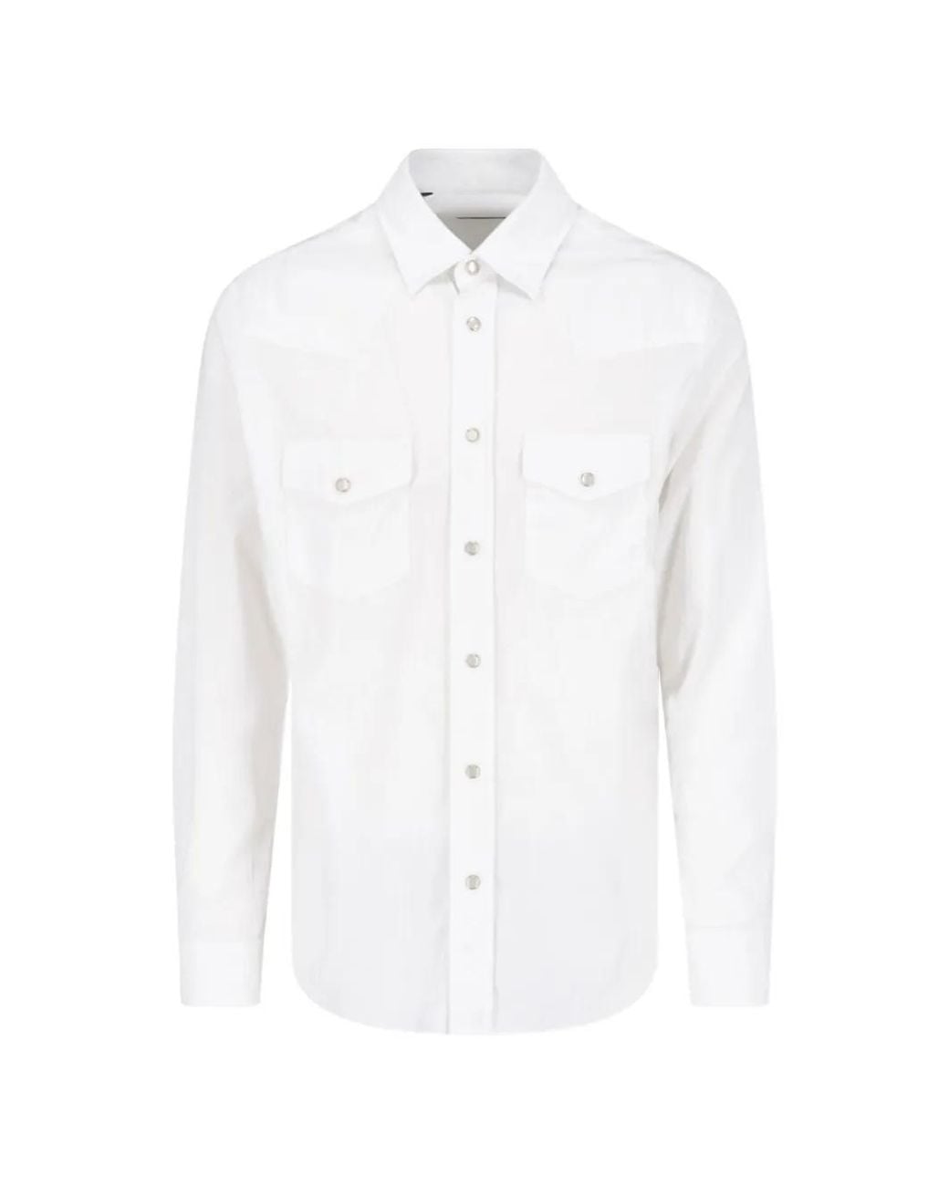 Tom Ford White Baby Corduroy Western Shirt for men