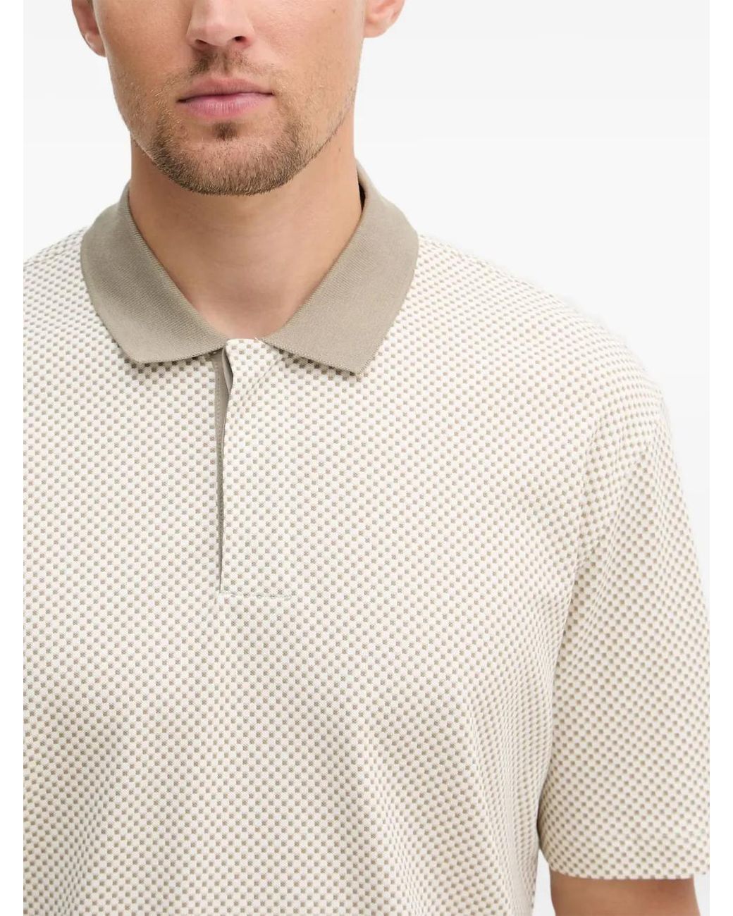 ARMANI EXCHANGE White Geometric-Pattern Polo Shirt for men