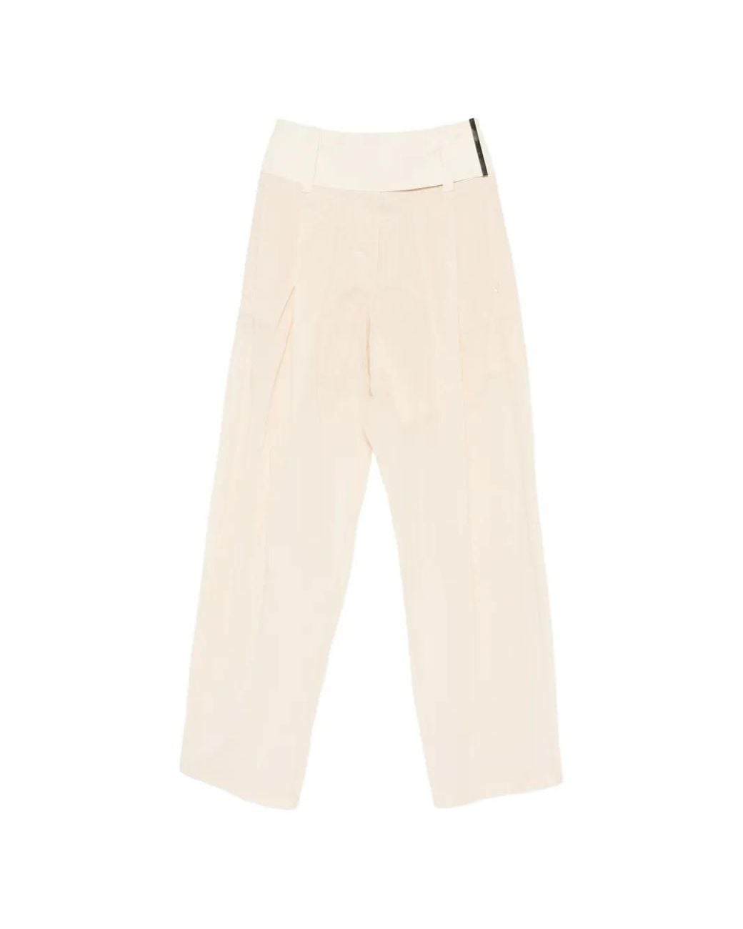 Sportmax White Pleated High-Waisted Trousers