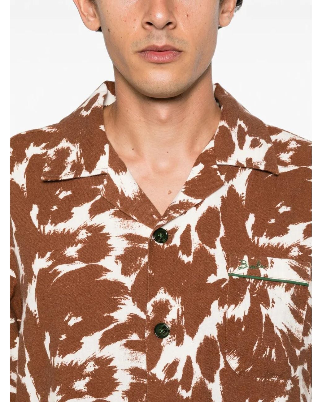 Bode Brown Cow-Print Flannel Shirt for men