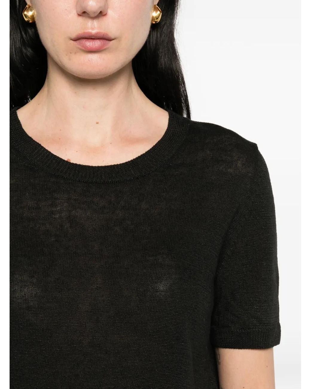 Weekend by Maxmara Black Pancone Crew Neck Top