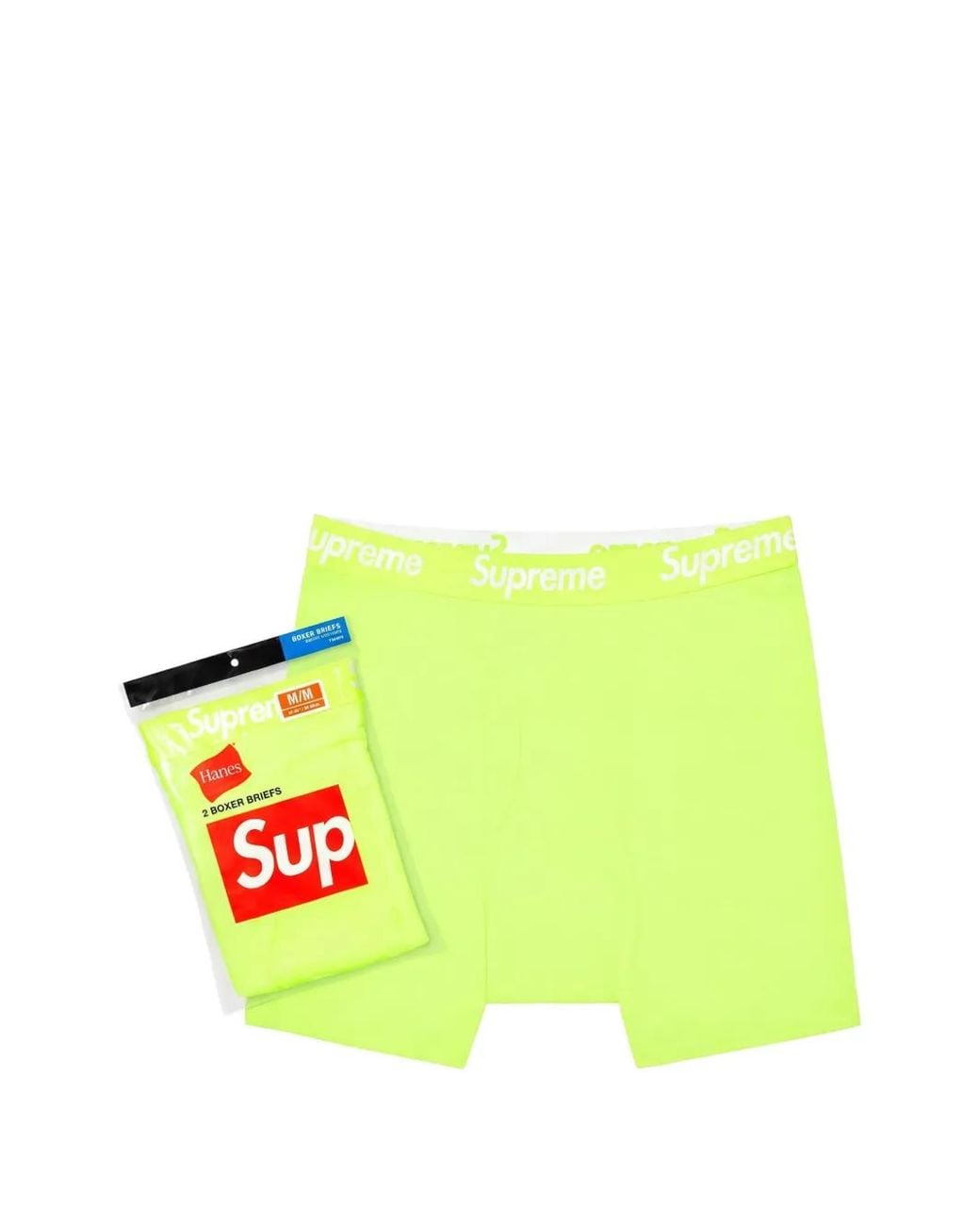 Supreme Green X Hanes Logo-Waistband Boxers (Set Of Two) for men