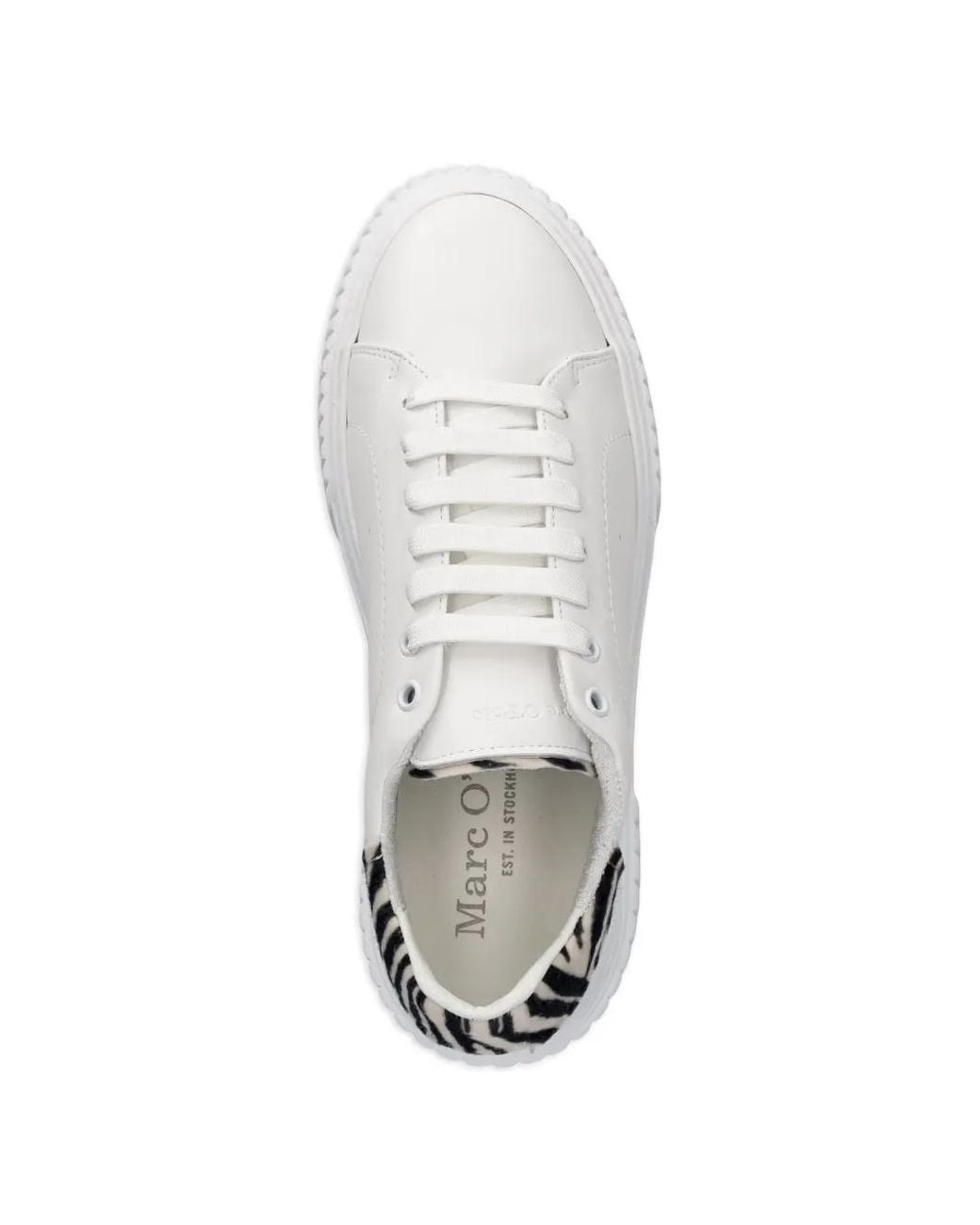 Marc O' Polo White Zebra-Print Panelled Sneakers