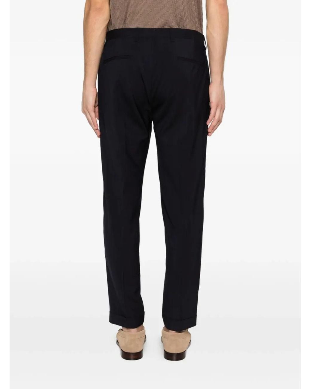 Briglia 1949 Black Tiberio Pleated Turn-Up Trousers for men