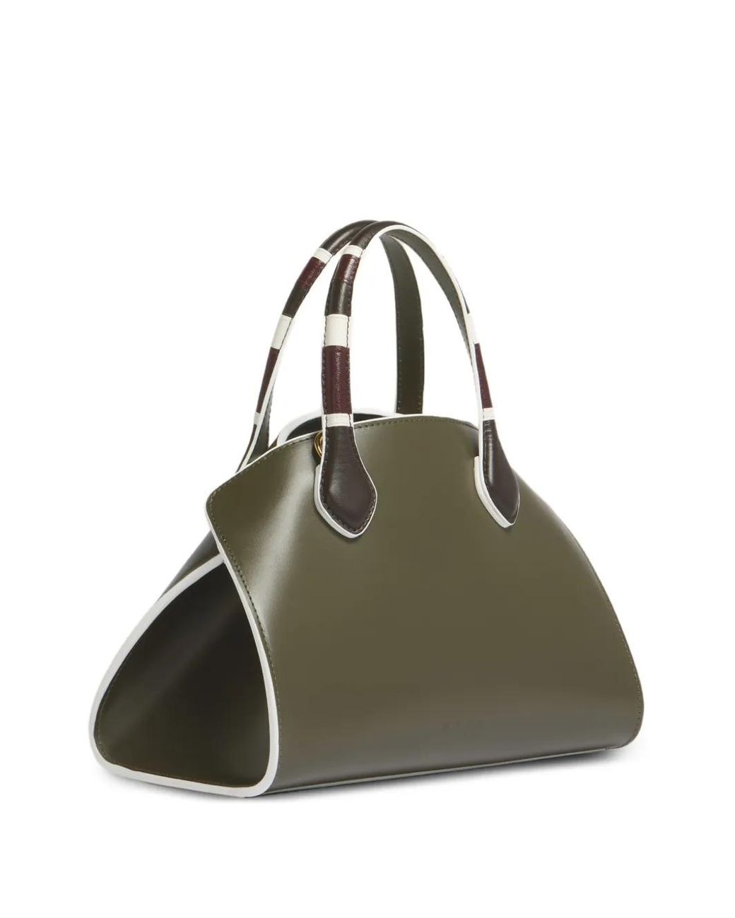Marni Green Leather Overlap Small Handbag