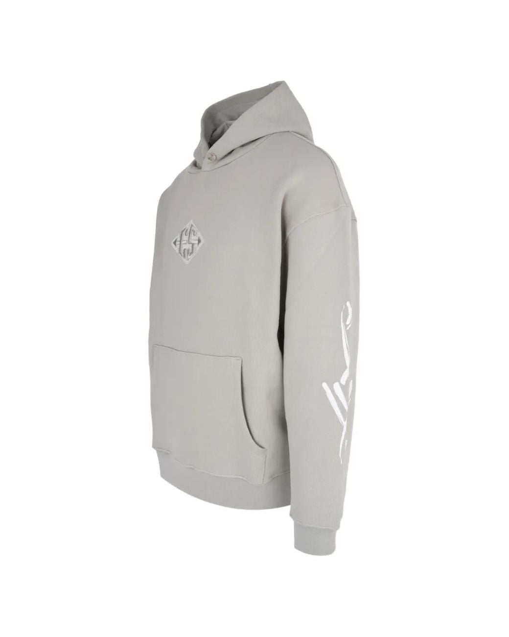 Exit Society Gray Fractured X Logo-Detail Graphic-Print Hoodie for men