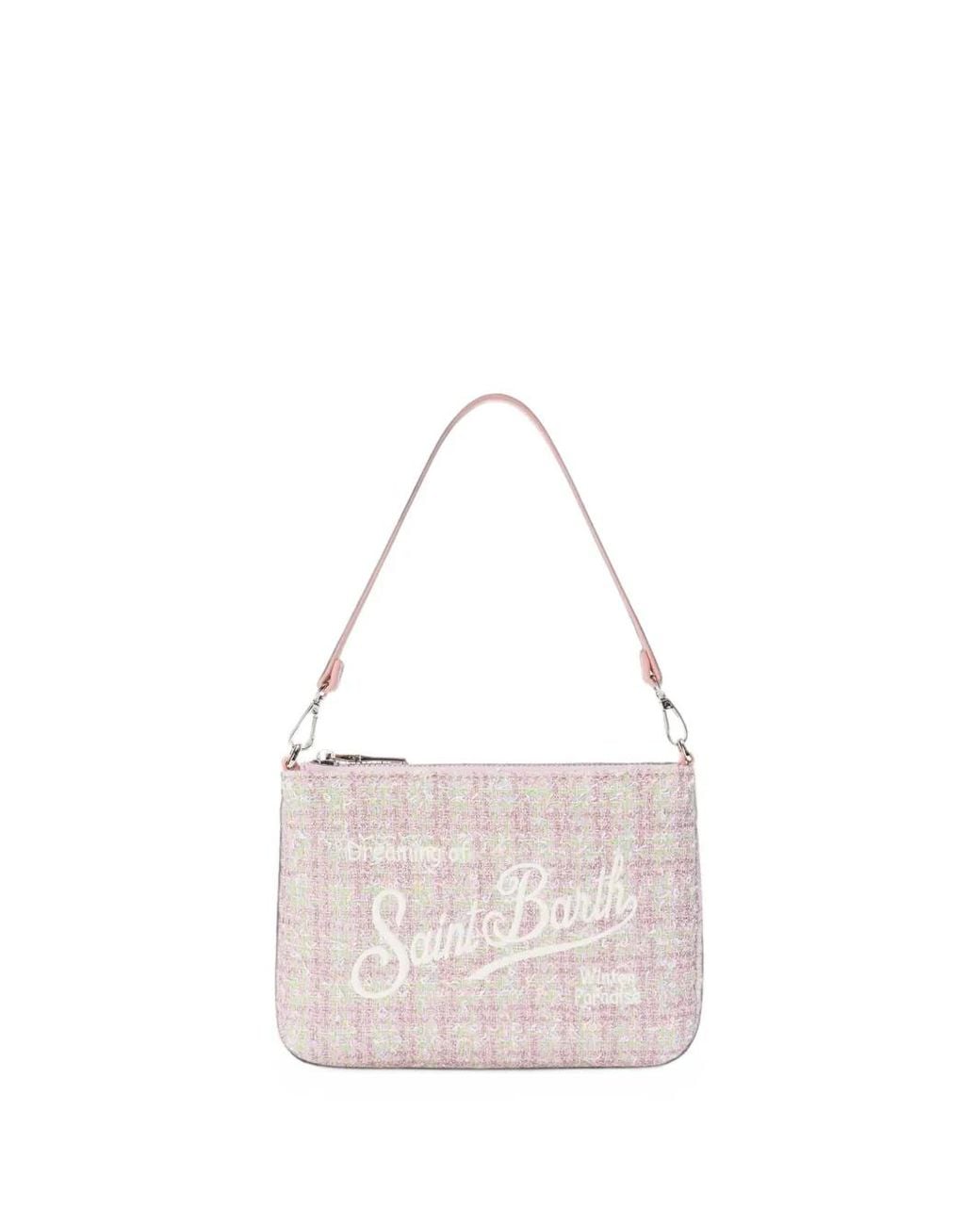 Mc2 Saint Barth White Mini Parisienne Lurex-Embroidered Clutch Bag