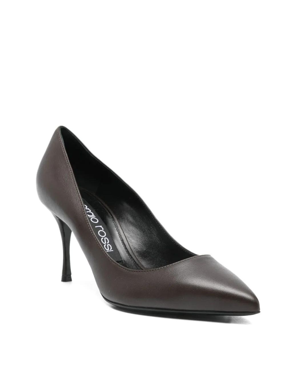 Sergio Rossi Black Pointed-Toe Leather Pumps