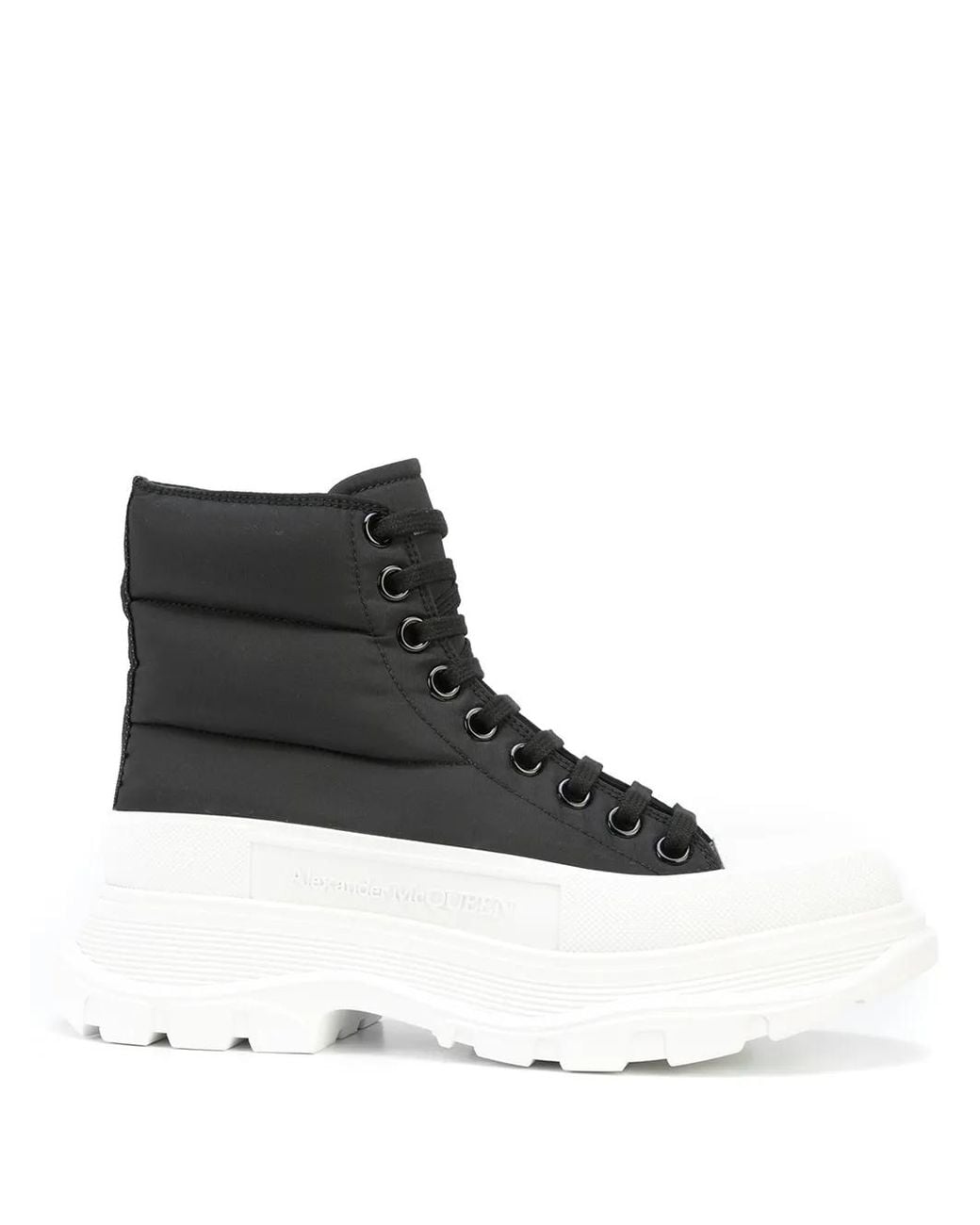 McQueen Black Padded-Ankle Lace-Up Boots